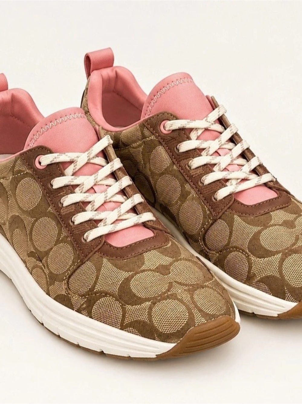 COACH CitySole Runner Monogram Sneakers in Brown & Pink